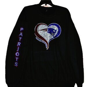 Patriots rhinestone bling black sweatshirt S M L XL 2X 3X 4X 5X